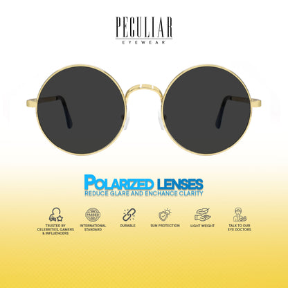Peculiar Eli Round Metal Black Lens Sunglass Polarized Anti Rad Eyeglass Replaceable Lens Frames PhotoChromic TransitionPro  UV400 Lens Photochromic TAC Lens for Men and Women