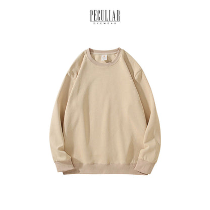 Peculiar Apricot Loose Round Neck Pure Cotton Long-sleeved Sweater 260G for Men And Women