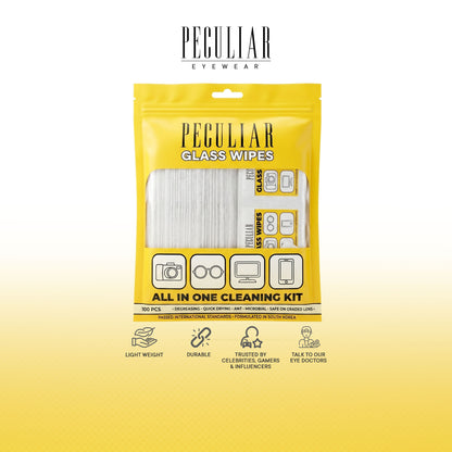 Peculiar Eyewear Glass Wipes Dust Eyeglasses Cleaner Degreaser Non-Toxic Quick Dry