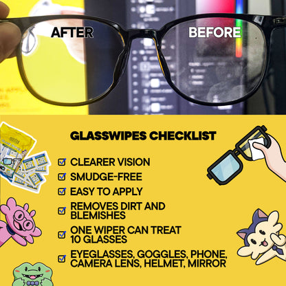 Peculiar Eyewear Glass Wipes Dust Eyeglasses Cleaner Degreaser Non-Toxic Quick Dry