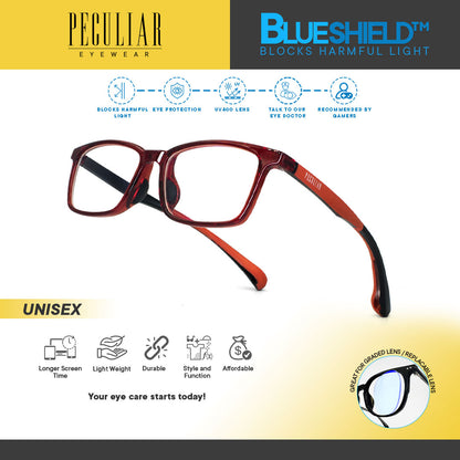 Peculiar JEAN Square KIDS FLEX TR90 Rubberized Frame Anti Radiation Glasses UV400  (5-10 yrs old )