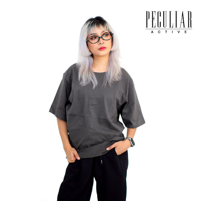 Peculiar Gray Oversize T Shirt Pure Cotton American Style 300g for Men And Women