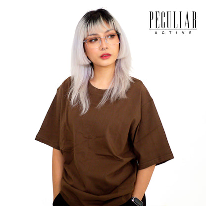 Peculiar DarkBrown Oversize T Shirt Pure Cotton American Style 300g for Men And Women