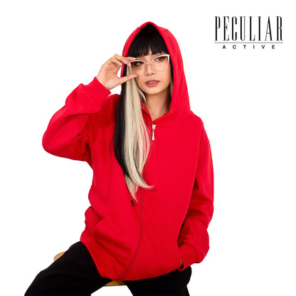 Peculiar Red Oversize Hoodie Sports Jacket Sweater Pure Cotton 360g for Men or Women