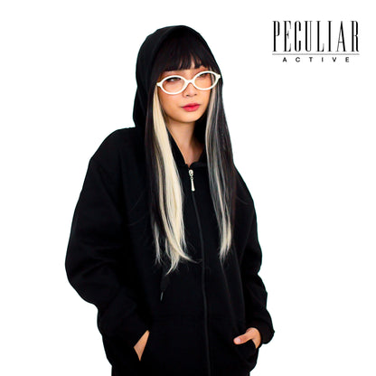 Peculiar Black Oversize Hoodie Sports Jacket Sweater Pure Cotton 360g for Men or Women