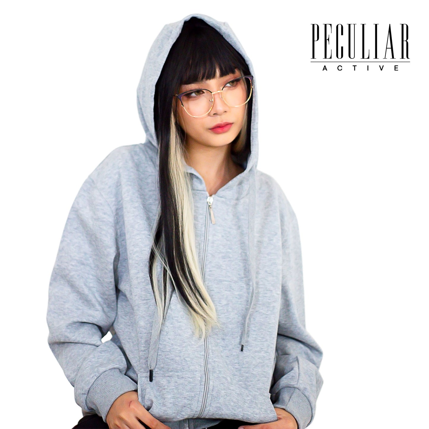 Peculiar Gray Oversize Hoodie Sports Jacket Sweater Pure Cotton 360g for Men or Women