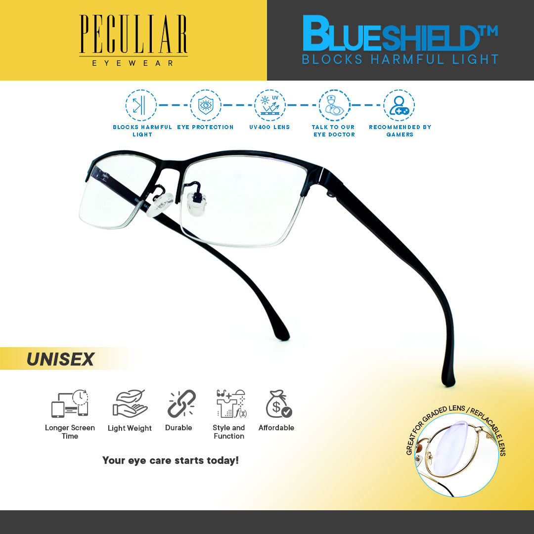 Peculiar SAGE Square Stainless Steel Frame Anti Radiation Glasses UV400