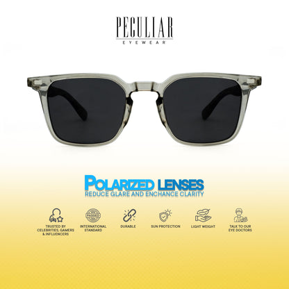 Peculiar Dell Square Acetate Metal Polarized Anti-Radiation Sunglass Eyewear for Woman Men