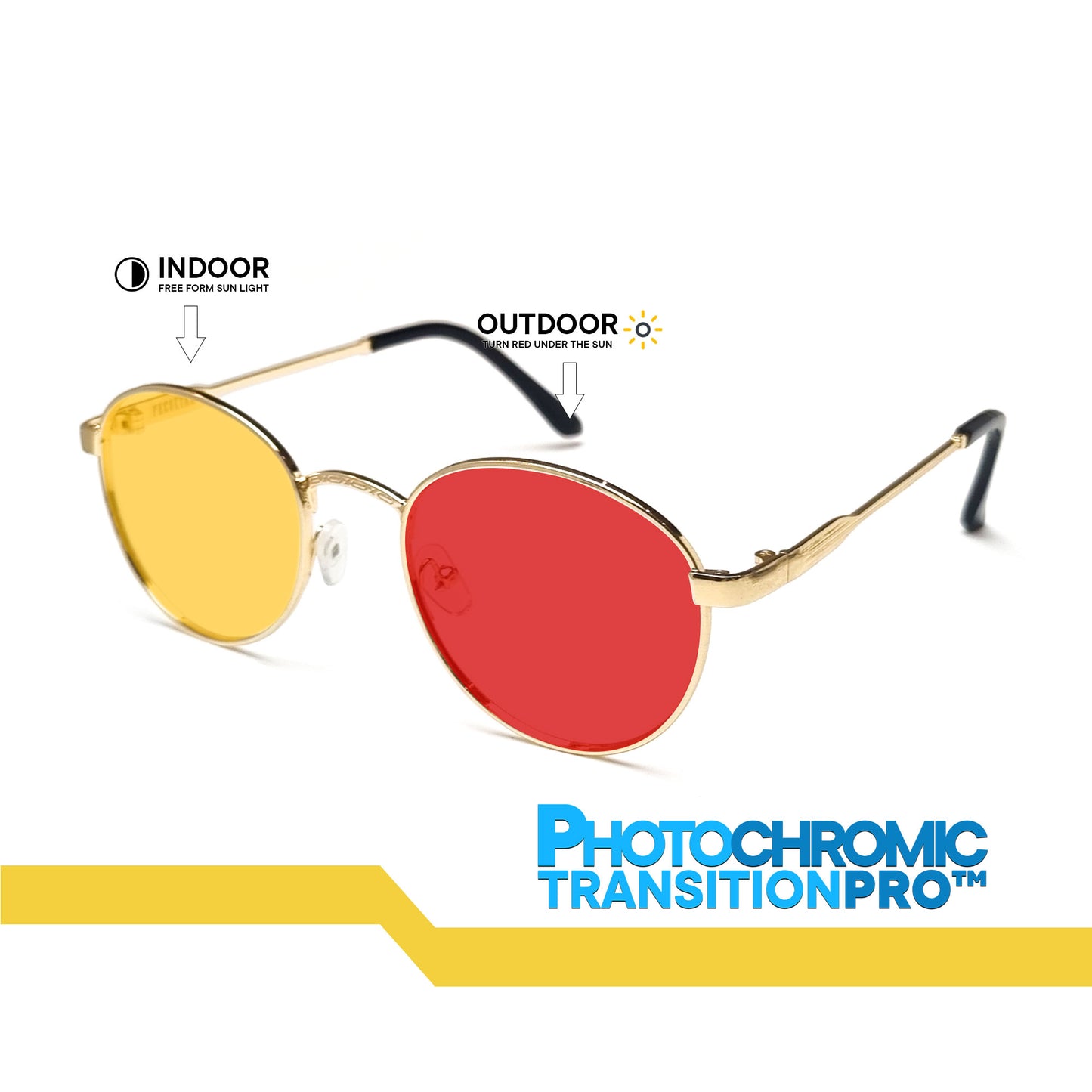 Peculiar Alex Round Metal Black Lens Sunglass Polarized Anti Rad Eyeglass Replaceable Lens Frames PhotoChromic TransitionPro  UV400 Lens Photochromic TAC Lens for Men and Women