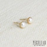 Peculiar Jewelry Natural Pearl Round Gold Plated Stud Earring - Non Tarnish Baroque Pearls