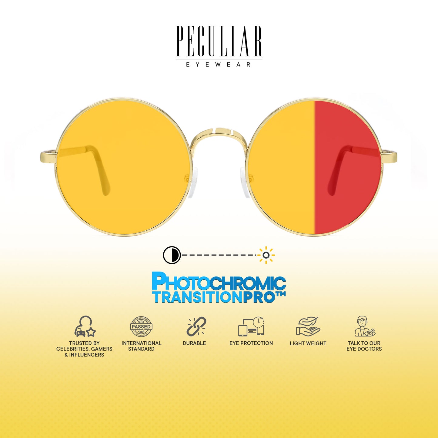 Peculiar Eli Round Metal Sunglass Anti Rad Eyeglass Replaceable Lens Frames PhotoChromic TransitionPro Polarized UV400 Lens Photochromic TAC Lens for Men and Women