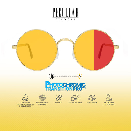 Peculiar Eli Round Metal Sunglass Anti Rad Eyeglass Replaceable Lens Frames PhotoChromic TransitionPro Polarized UV400 Lens Photochromic TAC Lens for Men and Women