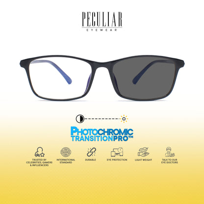 Peculiar Sean Rectangle Acetate Sunglass Anti Rad Eyeglass Replaceable Lens Frames PhotoChromic TransitionPro Polarized UV400 Lens Photochromic TAC Lens for Men and Women