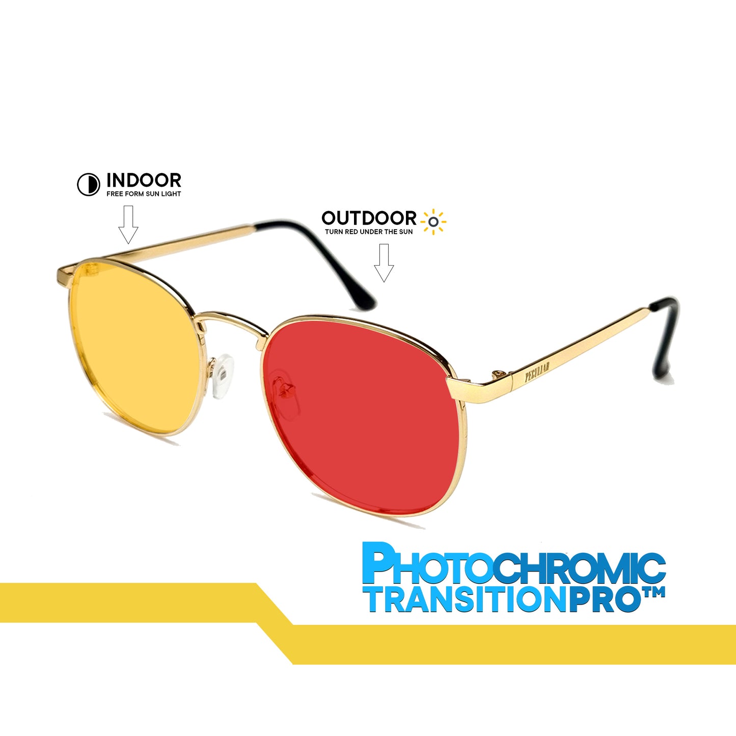 Peculiar Hugo Square Metal Black Lens Sunglass Polarized Anti Rad Eyeglass Replaceable Lens Frames PhotoChromic TransitionPro  UV400 Lens Photochromic TAC Lens for Men and Women