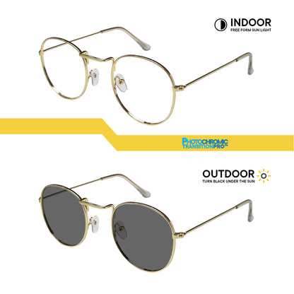 Peculiar Louise Round Metal Sunglass Anti Rad Eyeglass Replaceable Lens Frames PhotoChromic TransitionPro Polarized UV400 Lens Photochromic TAC Lens for Men and Women