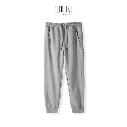 Peculiar LightGray Sweatpants Sports Casual Cotton Stitching Ankle Sweatpants 320g for Men or Women