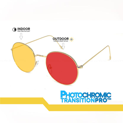 Peculiar Erin Round Metal Black Lens Sunglass Polarized Anti Rad Eyeglass Replaceable Lens Frames PhotoChromic TransitionPro  UV400 Lens Photochromic TAC Lens for Men and Women