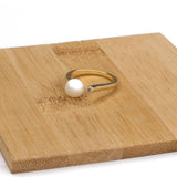 Peculiar Natural Pearls 18k Gold Plated Zircon Night and Day Open Ring