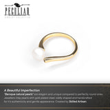 Peculiar Natural Pearls 18k Gold Plated Zircon Night and Day Open Ring