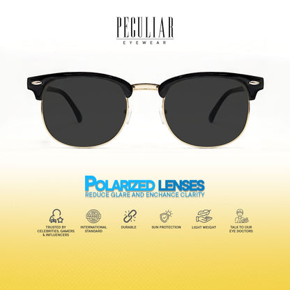Peculiar Clubmaster Square Black Lens Sunglass Polarized Anti Rad Eyeglass Replaceable Lens Frames PhotoChromic TransitionPro  UV400 Lens Photochromic TAC Lens for Men and Women
