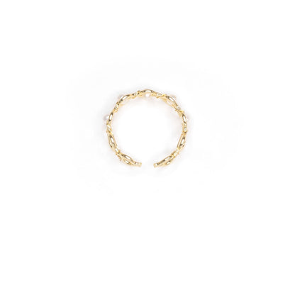 Peculiar Jewelry Natural Pearls 18k Gold Plated Constance Open Ring