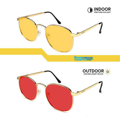 Peculiar Hugo Square Metal Sunglass Anti Rad Eyeglass Replaceable Lens Frames PhotoChromic TransitionPro Polarized UV400 Lens Photochromic TAC Lens for Men and Women