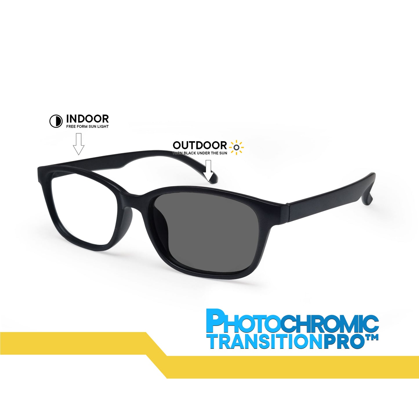 Peculiar Xander Rectangle Acetate Black Lens Sunglass Polarized Anti Rad Eyeglass Replaceable Lens Frames PhotoChromic TransitionPro  UV400 Lens Photochromic TAC Lens for Men and Women