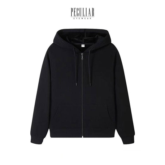 Peculiar Black Oversize Hoodie Sports Jacket Sweater Pure Cotton 360g for Men or Women