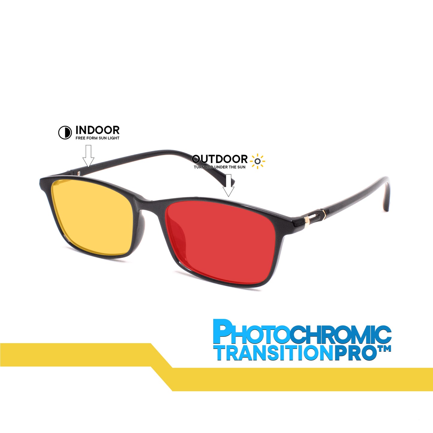 Peculiar Sean Rectangle Acetate Black Lens Sunglass Polarized Anti Rad Eyeglass Replaceable Lens Frames PhotoChromic TransitionPro  UV400 Lens Photochromic TAC Lens for Men and Women