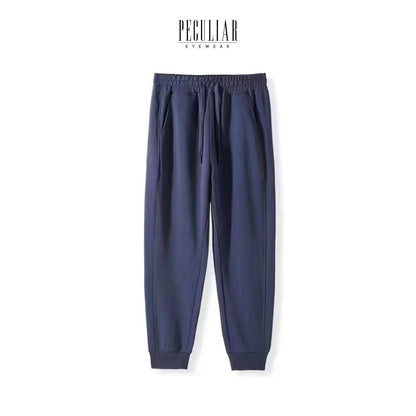 Peculiar HazeBlue Sweatpants Sports Casual Cotton Stitching Ankle Sweatpants 320g for Men or Women