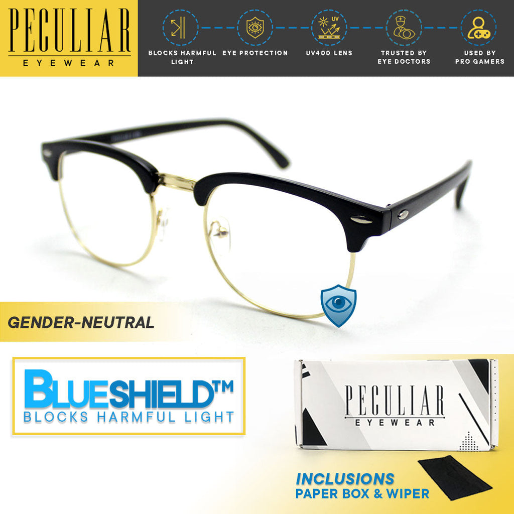 Peculiar Eyewear Lite Clubmaster Square AntiRadiation Sunglasses Replaceable Lens for Men and Women