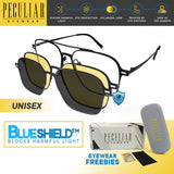 Peculiar Ito Aviator Frame Anti-Radiation UV400 Magnetic Clip On Polarized Sunglasses Lens Replaceable Lenses Computer Eyewear for Men and Women