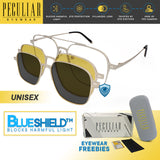 Peculiar Ito Aviator Frame Anti-Radiation UV400 Magnetic Clip On Polarized Sunglasses Lens Replaceable Lenses Computer Eyewear for Men and Women