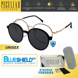 Peculiar Momo Round Frame Anti-Radiation UV400 Magnetic Clip On Polarized Sunglasses Lens Replaceable Lenses Computer Eyewear for Men and Women