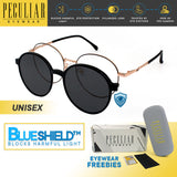 Peculiar Momo Round Frame Anti-Radiation UV400 Magnetic Clip On Polarized Sunglasses Lens Replaceable Lenses Computer Eyewear for Men and Women
