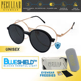 Peculiar Chu Round Titanium Frame Anti-Radiation UV400 Magnetic Clip On Polarized Sunglasses Lens Replaceable Lenses Computer Eyewear for Men and Women