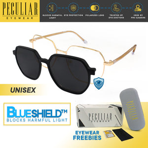 Peculiar Haru Deco Frame Anti-Radiation UV400 Magnetic Clip On Polarized Sunglasses Lens Replaceable Lenses Computer Eyewear for Men and Women