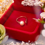 Peculiar Natural Pearls 18k Gold Plated Zircon Night and Day Open Ring