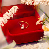 Peculiar Natural Pearls Jewelry Simple Round Open Ring Pearl Stud  Stainless Gold Plated Adjustable