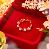 Peculiar Natural Pearls 18k Gold Plated Constance Open Ring  - Jewelry
