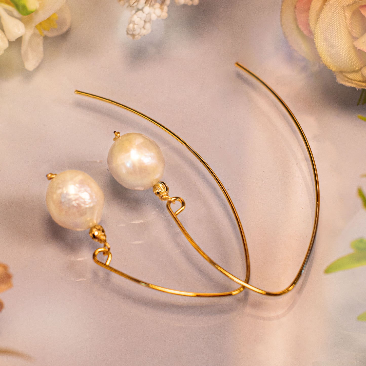 Peculiar Natural Baroque Pearls 18k Gold Plated Minimalist Drop Earrings - Jewelry