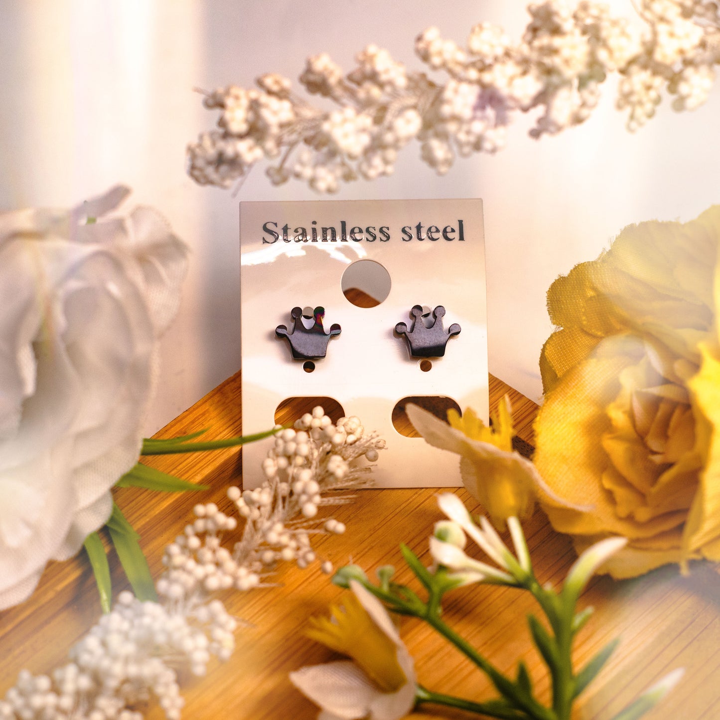 Peculiar Empress Jewelry Crown Jewel Style Stainless Steel Stud Earring