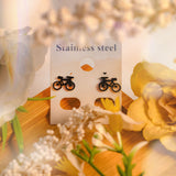 Peculiar Jewelry Two Wheeled Bicycle Fashion Tone Stainless Steel Stud Earring