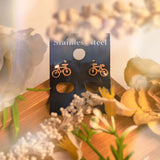 Peculiar Jewelry Two Wheeled Bicycle Fashion Tone Stainless Steel Stud Earring