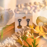 Peculiar Deity Key Heart Stainless Steel Stud Earring Jewelry
