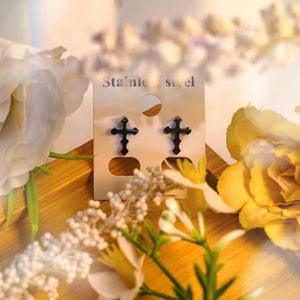 Peculiar Royal Cross Stainless Steel Stud Earring Jewelry