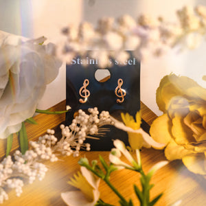 Peculiar Harmony Jewelry Musical Note Stainless Steel Stud Earring