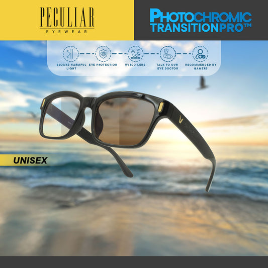 Peculiar MARVY Square Brown TransitionPRO Fashion Glasses Anti-Radiation for Men and Women