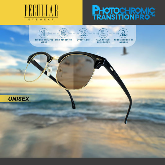 Peculiar CLUBMASTER Square Brown TransitionPRO Fashion Glasses Anti-Radiation for Men and Women