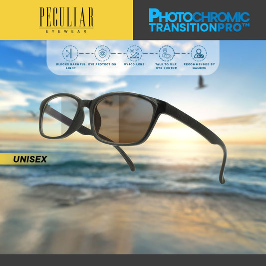 Peculiar XANDER Rectangle Brown TransitionPRO Fashion Glasses Anti-Radiation for Men and Women